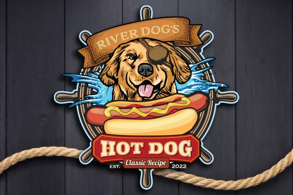 Example of a Premium Logo Design – River Dog's Hot Dog logo