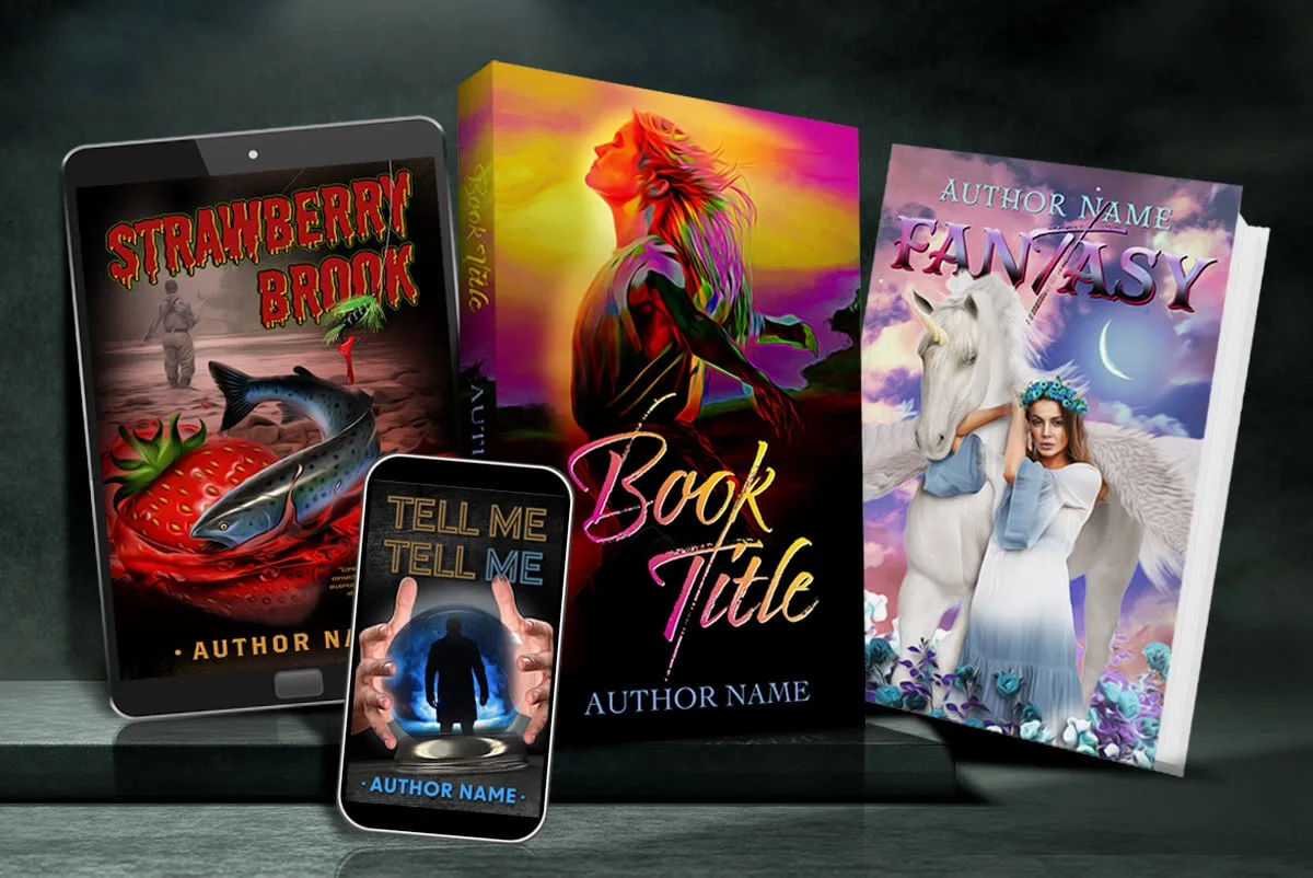 Sample close up young adult horror, suspense or thriller, self help, and fantasy book cover designs.