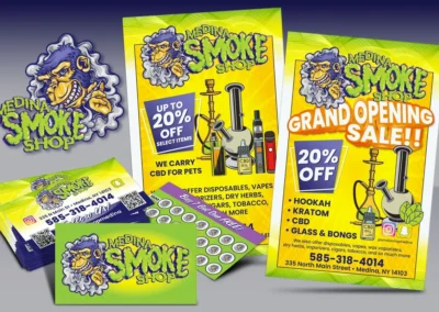 Smoke Shop Logo, Business Cards, and Flyer Designs