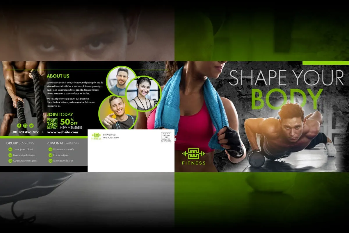 Fitness brochure designed by WNY Graphics, cover reads, “Shape Your Body"