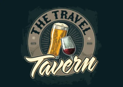 Custom Logo design for traveling bar business, beer and wine glass cheering