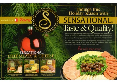 Tops' private label, "Sensational Brand" 2-page ad featuring gourmet quality deli products