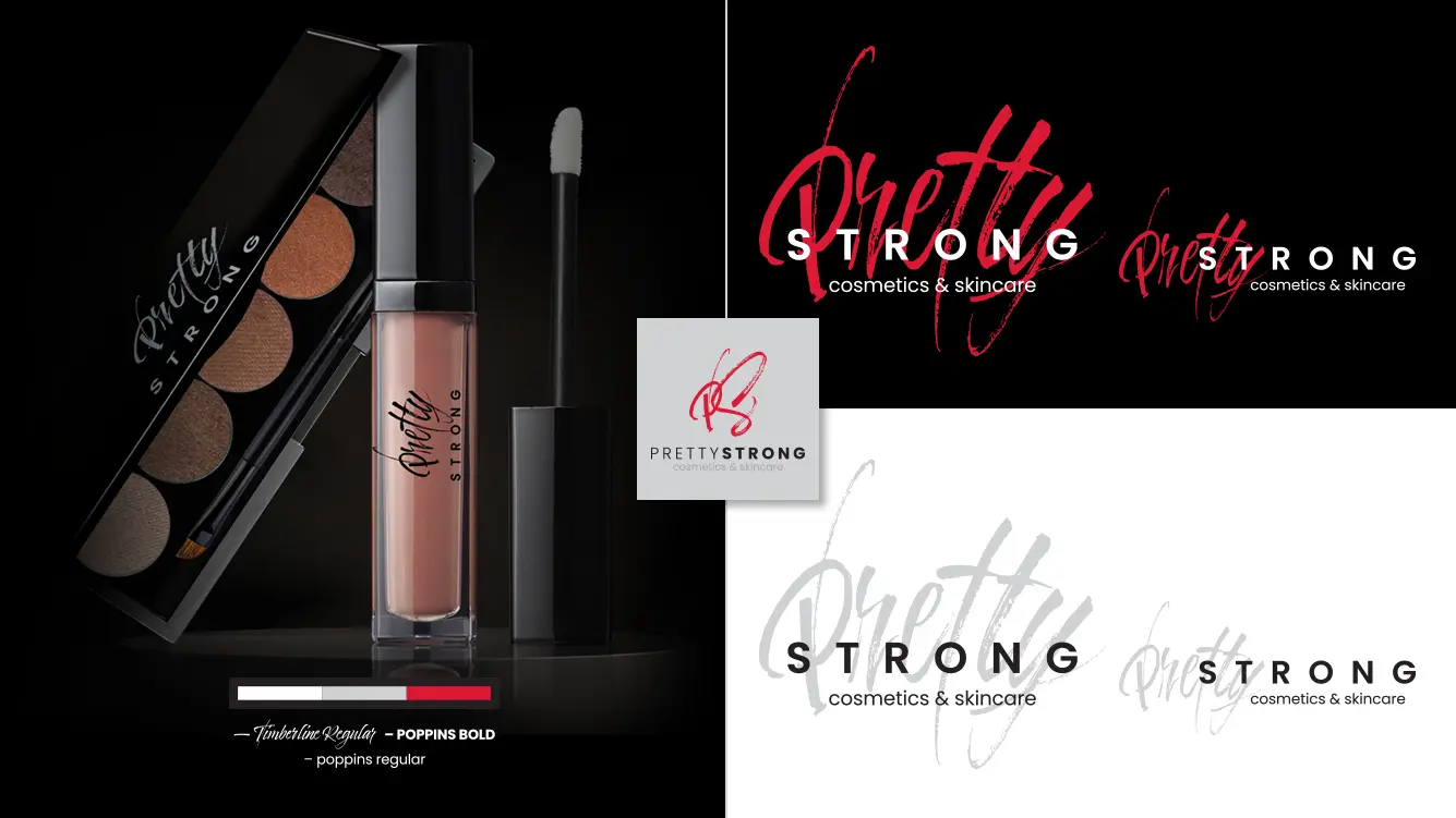 Custom Company Logo Design – Client: Pretty Strong Cosmetics & Skincare