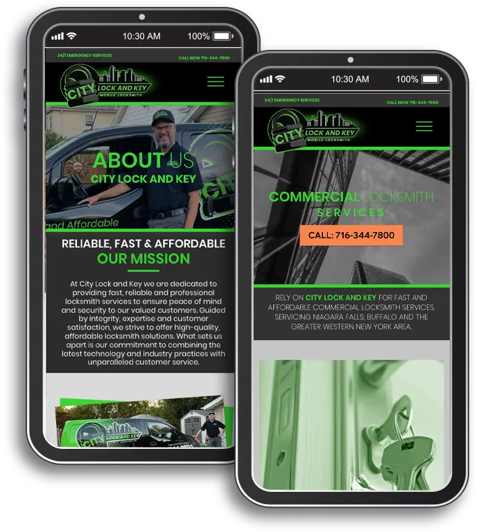 Example of City Lock and Key's mobile website version