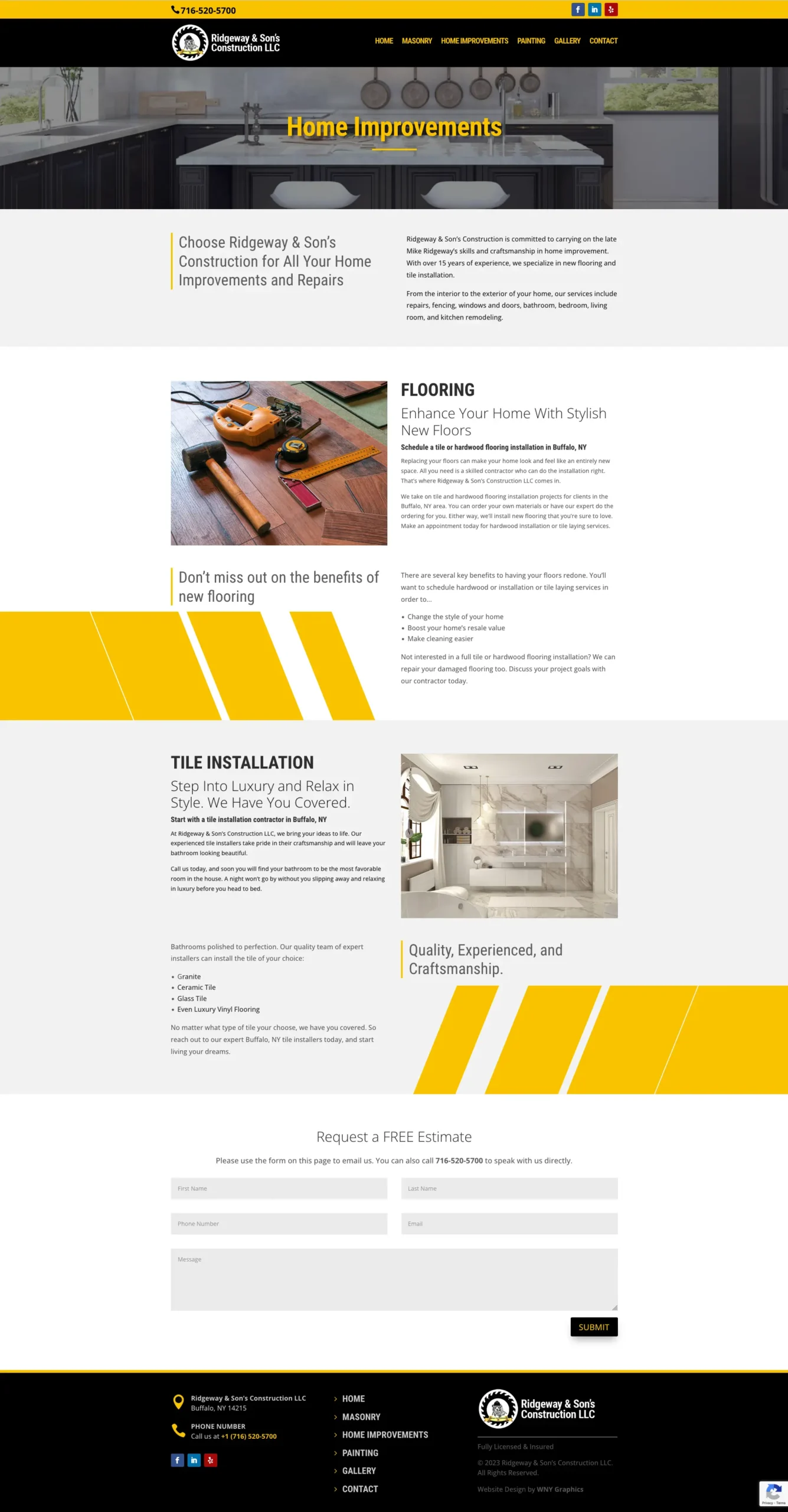 Ridgeway & Son's Construction Home Improvement Service Page website design