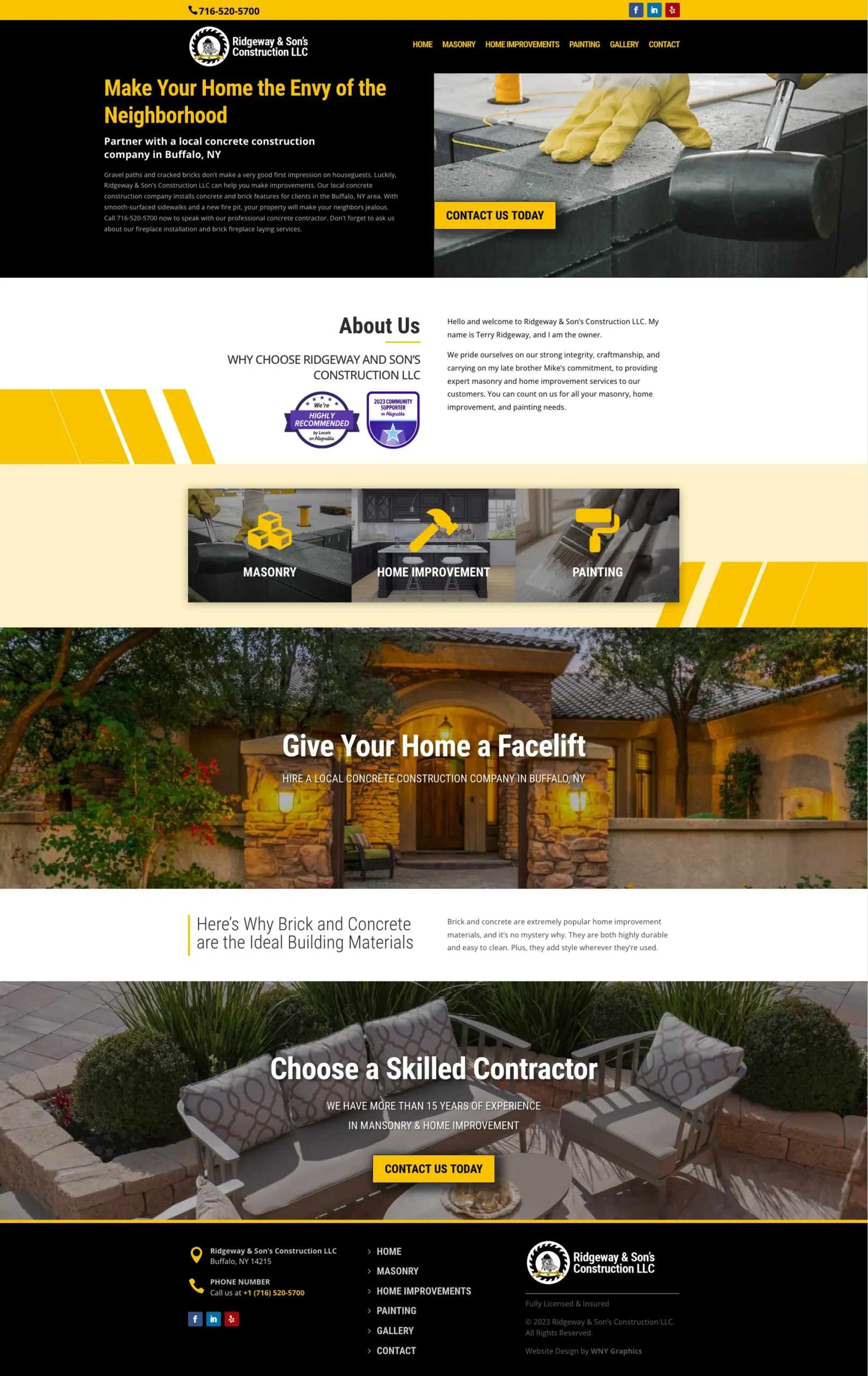 Ridgeway & Son's Construction Home Page website design