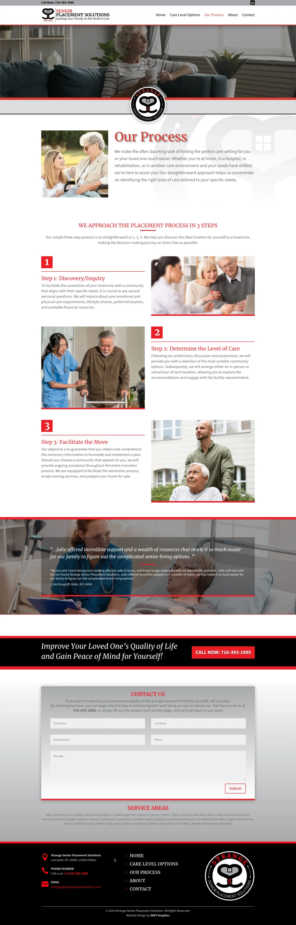 Strange Senior Placement Solutions "Our Process" Web Page