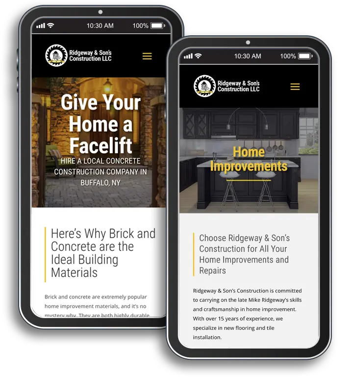 Ridgeway & Son's Construction's Mobile website design