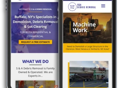 S & A Debris Removal mobile version website design