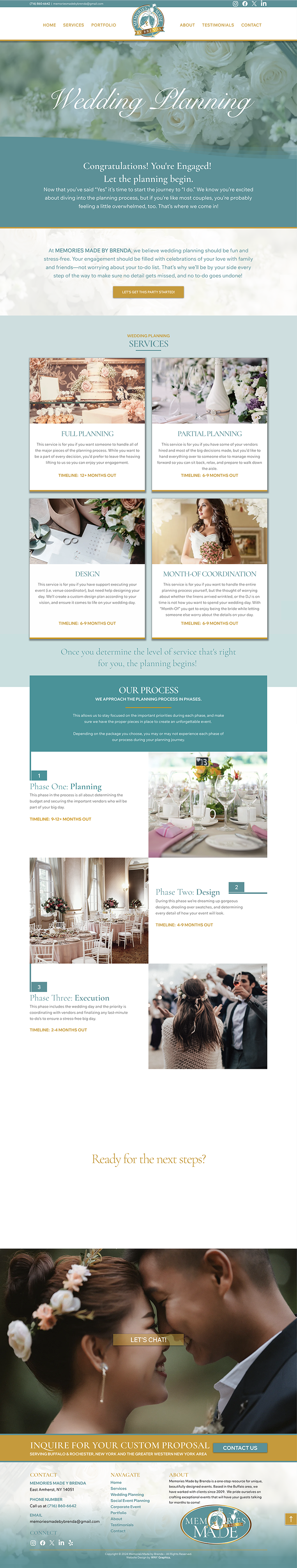 Memories Made by Brenda Wedding Planning Service Webpage Design