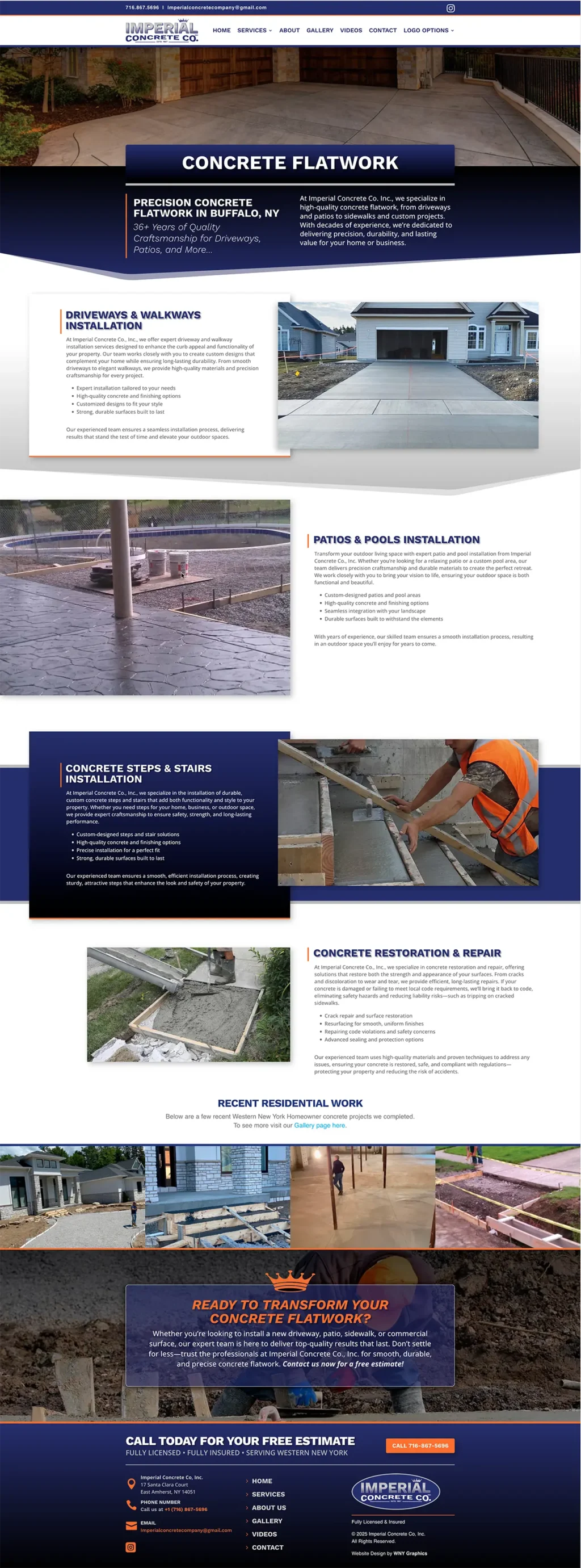 Imperial Concrete Co., Inc.'s Concrete Flatwork Service Webpage Design