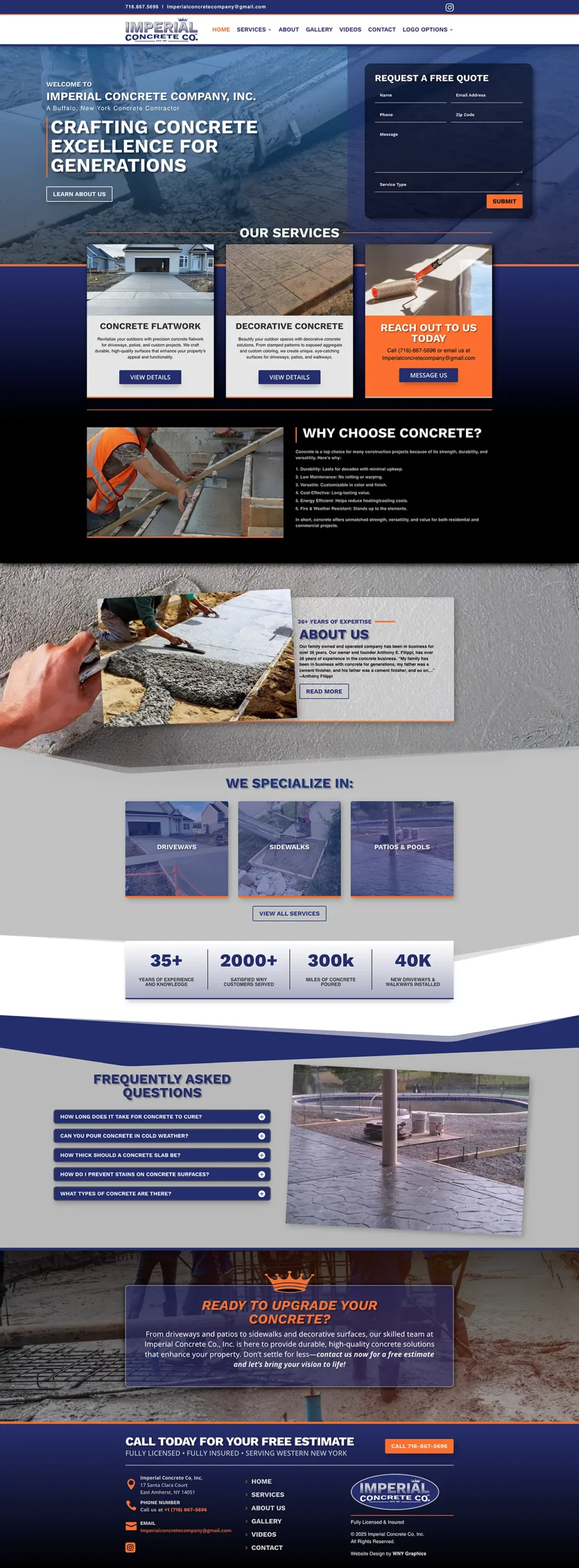 Imperial Concrete Co., Inc.'s Home Page Design