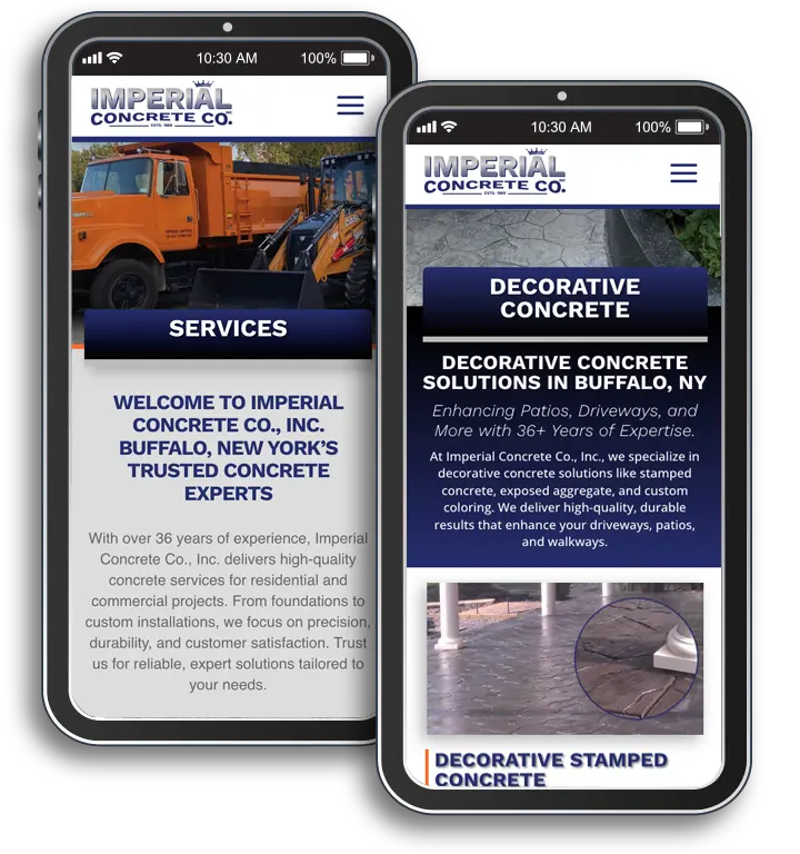 Imperial Concrete Co., Inc.'s Mobile website design