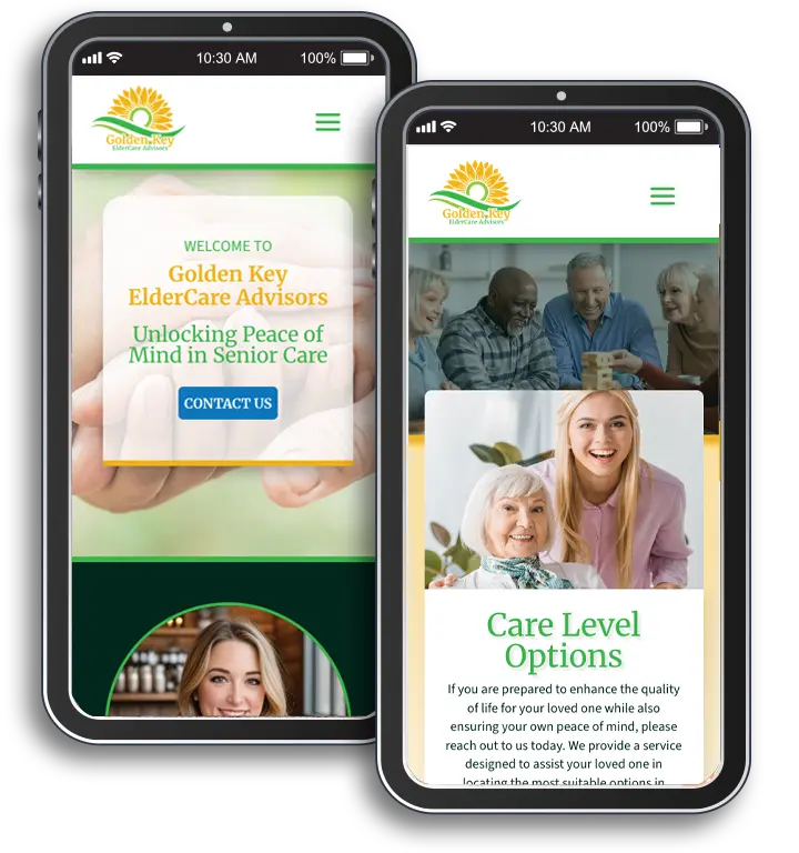 Golden Key ElderCare Advisors' Mobile Website Mock Up