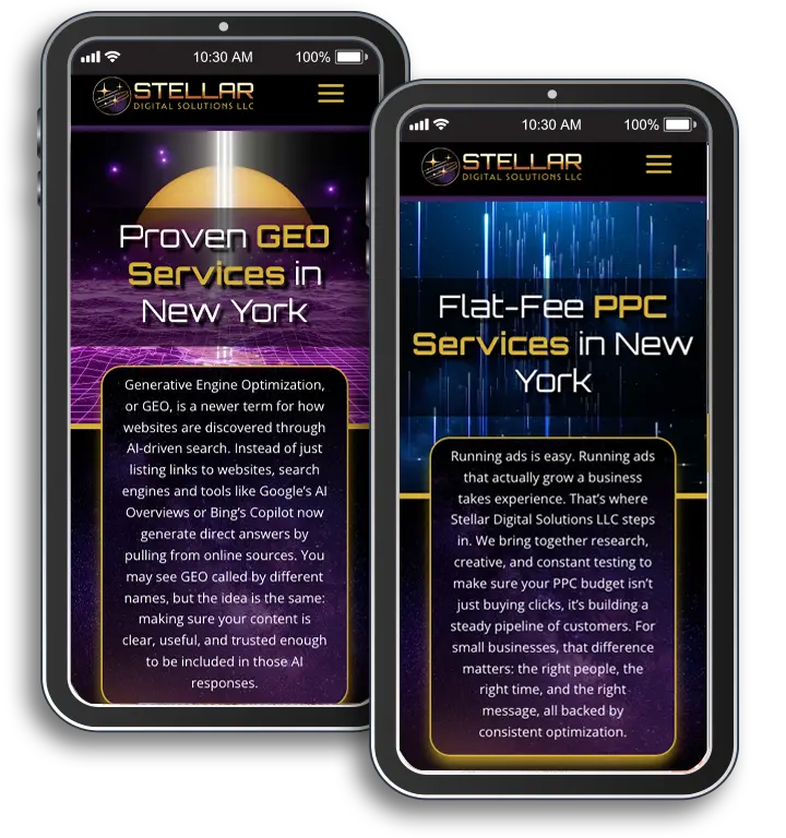 Stellar Digital Solutions' Mobile Website Mock Up